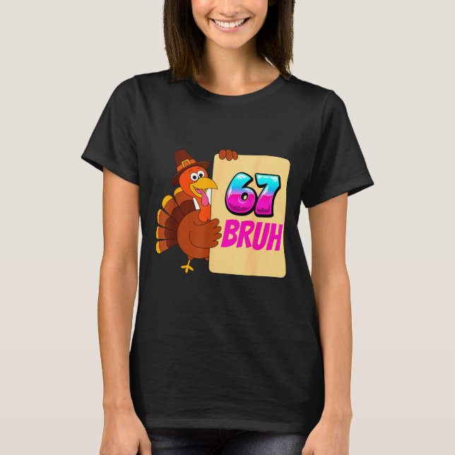 Funny Thanksgiving 67 Baseball Drip Gobble Turkey  T-Shirt (Vorderseite)