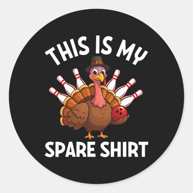 Funny Thanksgiving Bowling Boys Men Women This Is  Runder Aufkleber (Vorderseite)
