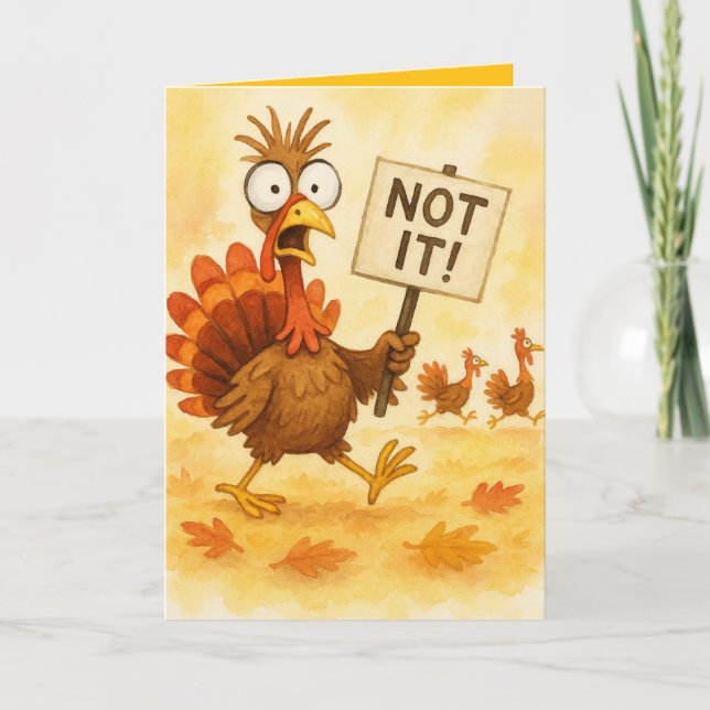 Funny Thanksgiving Card – Turkey Trouble Karte (Vorderseite)