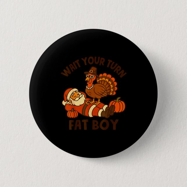 Funny Thanksgiving Christmas Turkey Vs Santa For M Button (Vorderseite)