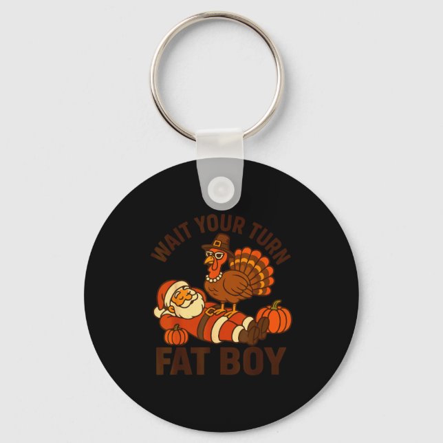 Funny Thanksgiving Christmas Turkey Vs Santa For M Schlüsselanhänger (Vorderseite)
