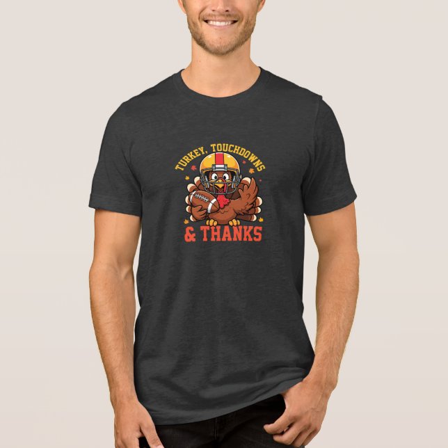 Funny Thanksgiving Football T-Shirt Tri-Blend Shirt (Vorderseite)