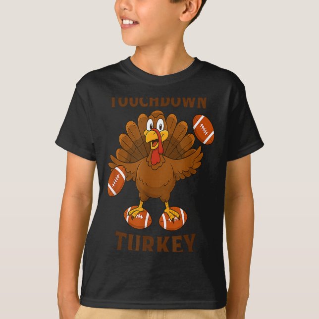 Funny Thanksgiving Football Touchdown Turkey  T-Shirt (Vorderseite)