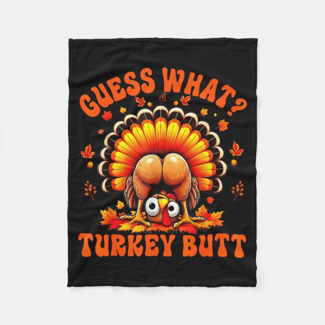 Funny Thanksgiving Guess What Turkey Butt Couples  Fleecedecke (Vorderseite)