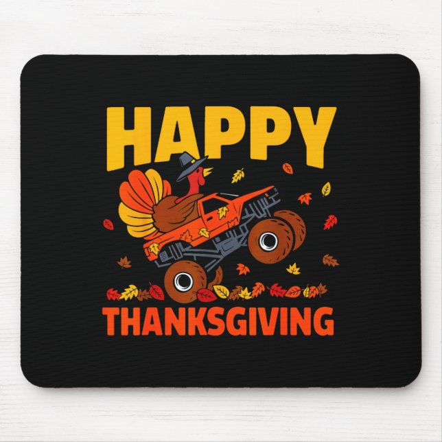 Funny Thanksgiving Monster Truck Turkey Ride Fall  Mousepad (Vorne)