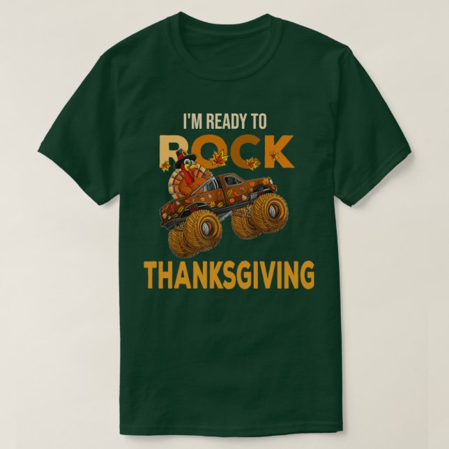 Funny Thanksgiving turkey day riding monster truck T-Shirt (Design vorne)