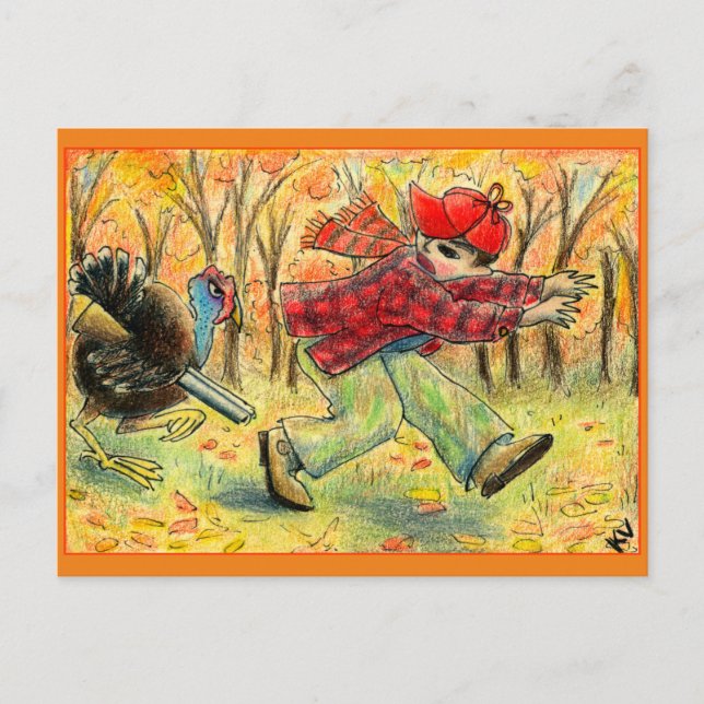 Funny Thanksgiving Turkey Hunter carte postale (Devant)