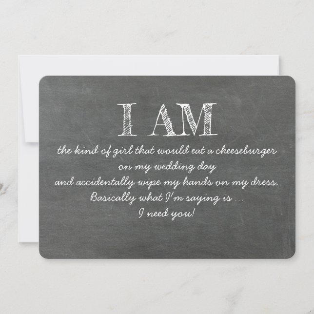 Funny the Art of Girl Bridesmaid Vorschlag Card Einladung (Vorderseite)