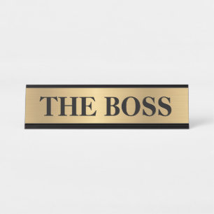 Funny "The Boss" Schreibtischschild - goldenes Far Schreibtischnamensplakette