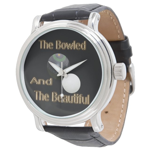 Funny the Bowled Gold Lawn Bowls Design, Armbanduhr (Schrägansicht)