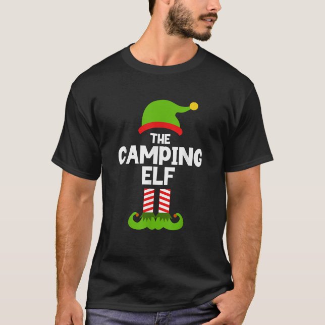 Funny The Camping Elf Christmas Family Pajama Camp T-Shirt (Vorderseite)