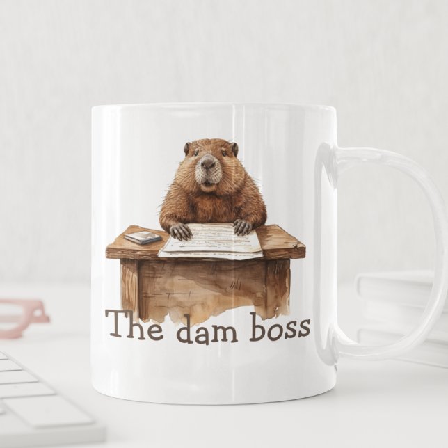 Funny the Dam Boss Beaver Wasserfarbe Kaffeetasse (Von Creator hochgeladen)