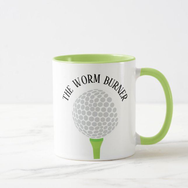 Funny the Worm Burner Golf Ball T-Shirt Tasse (Rechts)