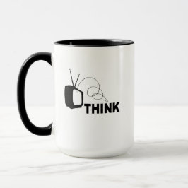 Funny think thunk outside idiot box tv television  tasse