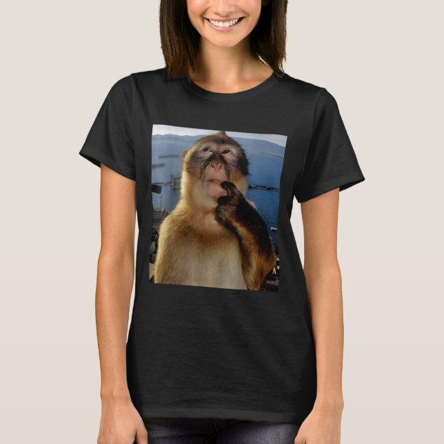 Funny Thinking Monkey Meme Curious Ape Brainrot Gi T-Shirt (Vorderseite)