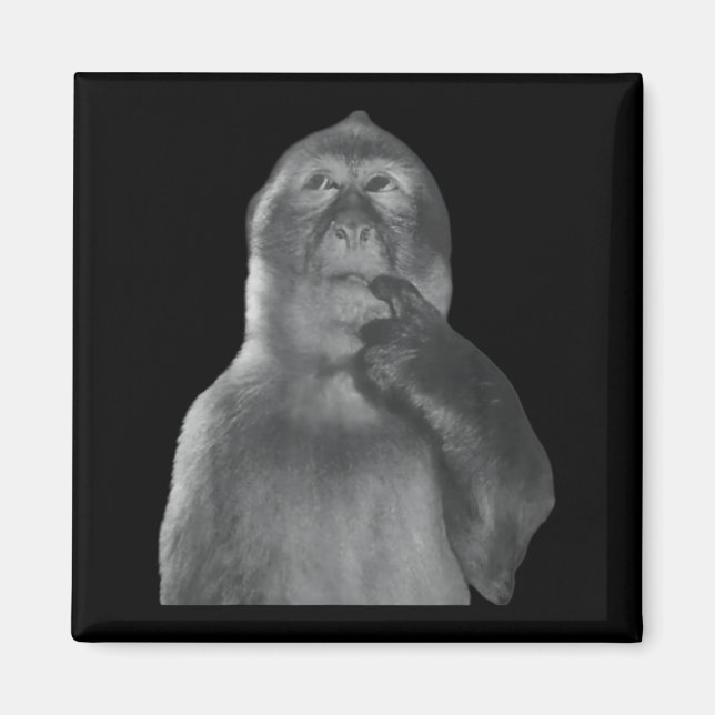 Funny Thinking Monkey Meme Curious Ape Brainrot  Magnet (Vorne)