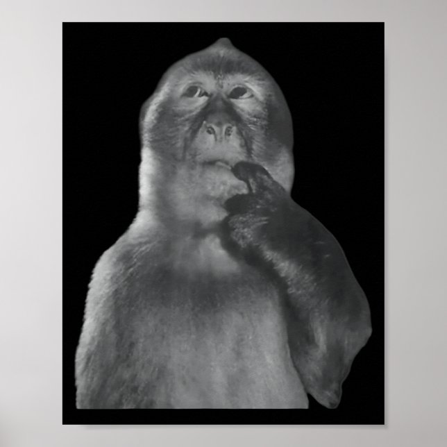 Funny Thinking Monkey Meme Curious Ape Brainrot  Poster (Vorne)