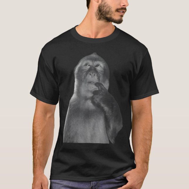 Funny Thinking Monkey Meme Curious Ape Brainrot  T-Shirt (Vorderseite)
