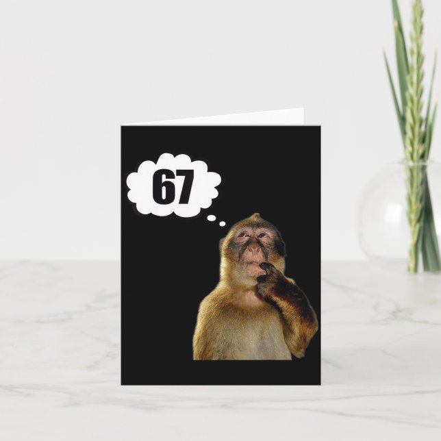Funny Thinking Monkey Meme Six Seven 6 7 Meme  Karte (Vorderseite)