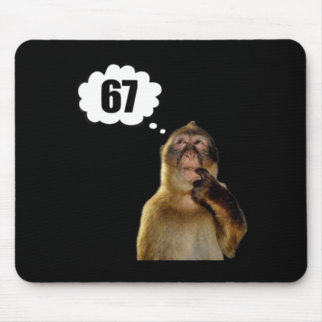 Funny Thinking Monkey Meme Six Seven 6 7 Meme  Mousepad (Vorne)
