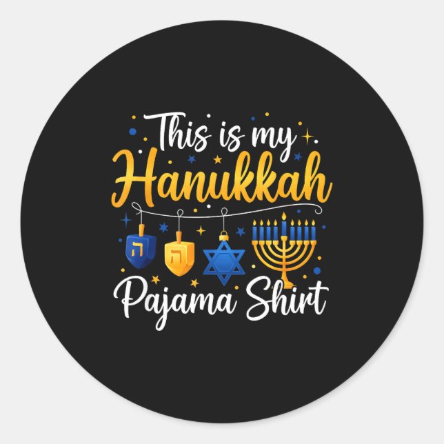 Funny This Is My Hanukkah Pajamakah Pajama Chanuka Runder Aufkleber (Vorderseite)