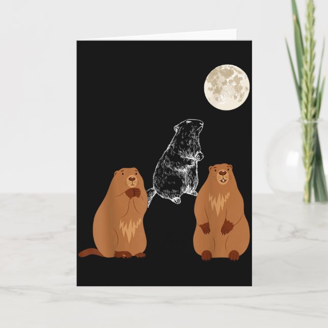 Funny Three Groundhog Moon Groundhog Day Men Women Karte (Vorderseite)