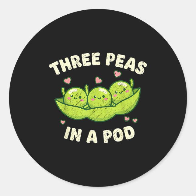 Funny Three Peas In A D Cute Kawaii  Runder Aufkleber (Vorderseite)