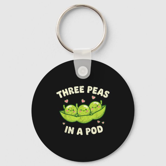 Funny Three Peas In A D Cute Kawaii  Schlüsselanhänger (Vorderseite)