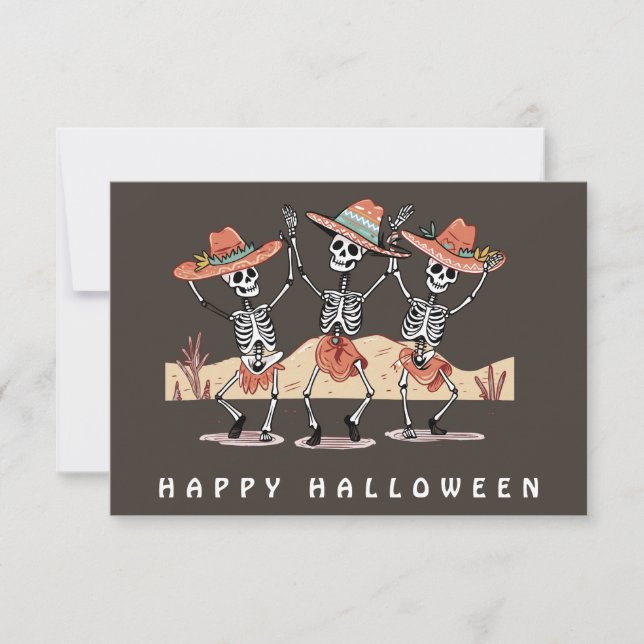 Funny Three Skeleton Halloween Karte (Vorderseite)