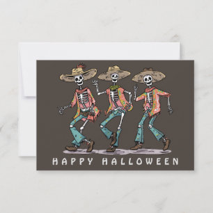 Funny Three Skeleton Halloween Karte