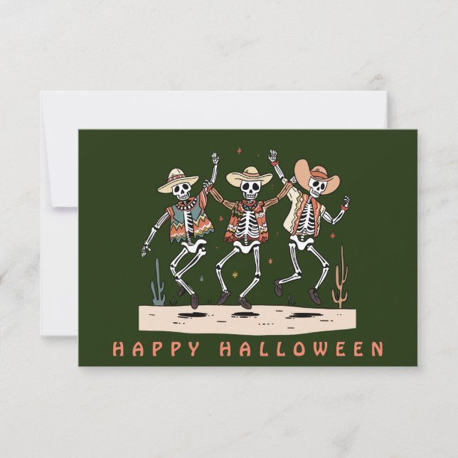 Funny Three Skeleton Halloween Karte (Vorderseite)