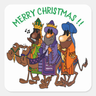 Funny Three Wise Men Typ zu Weihnachten im Kamel Quadratischer Aufkleber