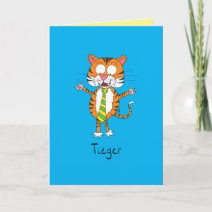 Funny Tiger in einer Krawatte Cartoon Kinder Karte