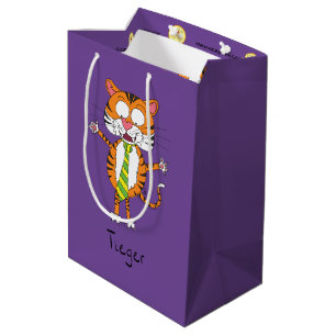 Funny Tiger in einer Krawatte Cartoon Kinder Mittlere Geschenktüte