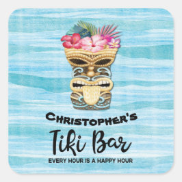 Funny TIki Bar Monogram Party Sticker