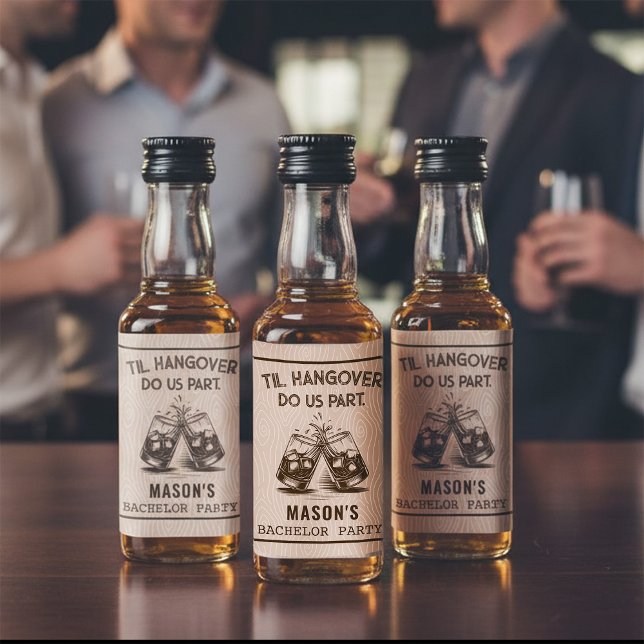 Funny Til Hangover Do us Part Bachelor Party Alkoholflaschenetikett (Funny Til Hangover Do Us Part Bachelor Party Liquor Bottle Label)