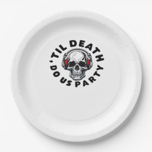 Funny Till Death Do us Party Halloween Music Skull Pappteller