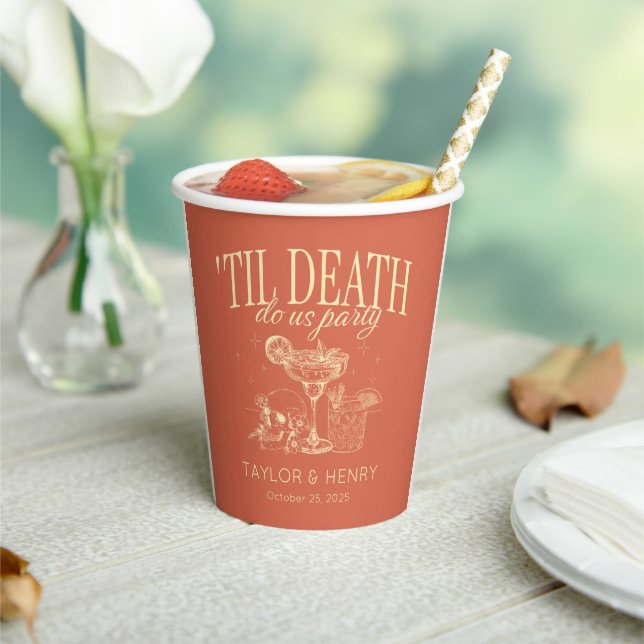 Funny Till Death Do us Party Hochzeitspapier Cups Pappbecher (In Situ)