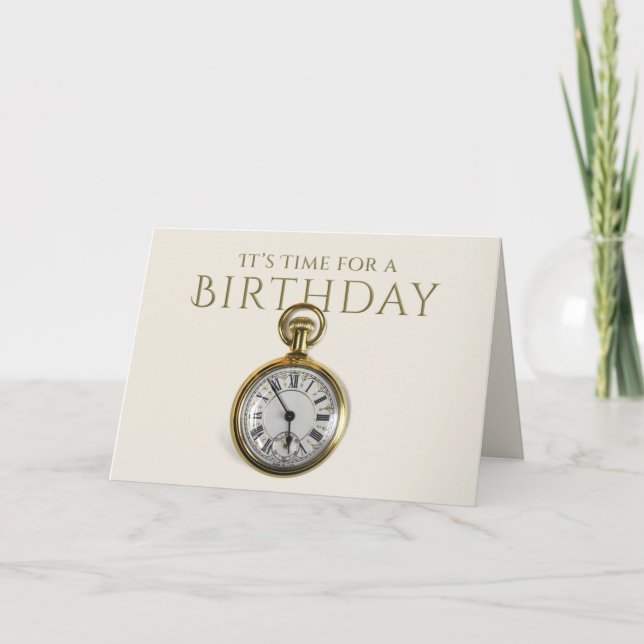 Funny Time Clock Happy Birthday Card für Papa Karte (Vorderseite)