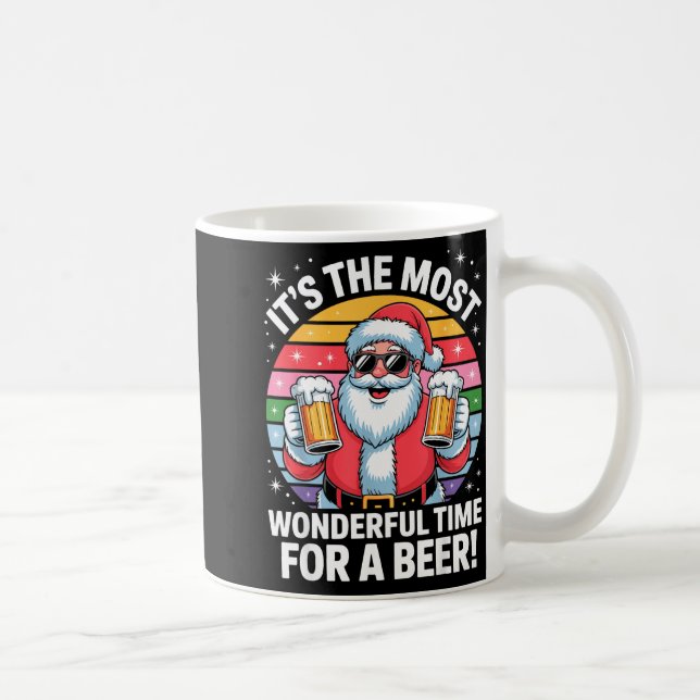 Funny Time For A Beer Santa Christmas  Kaffeetasse (Rechts)