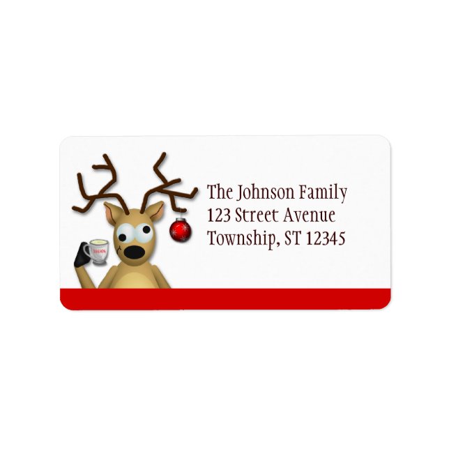 Funny Tipsy Reindeer - Weihnachtsadressen-Labels Adressaufkleber (Vorne)