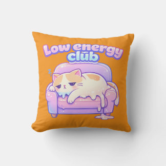 Funny Tired Cute Cat Melting on Chair Throw Pillow Kissen