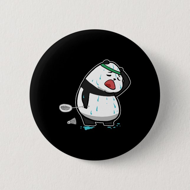 Funny Tired Panda Spielen Badminton Button (Vorderseite)