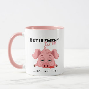 Funny Tired Piglet Pension Time Pink Tasse