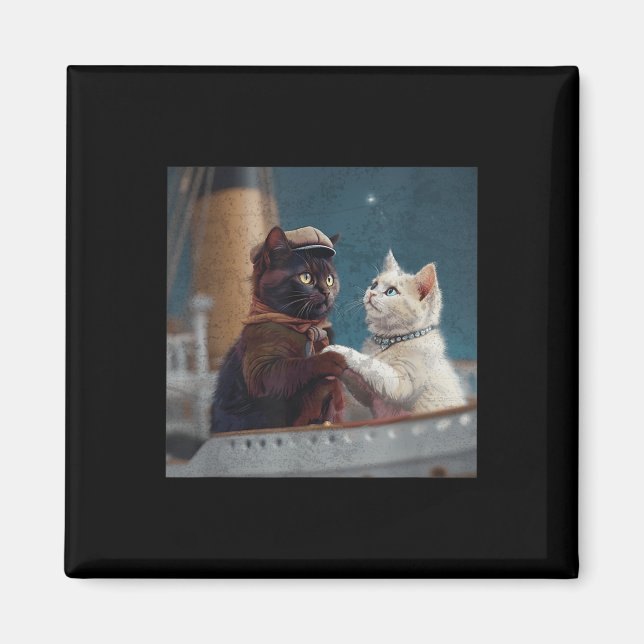 Funny Titanic Movie Cat Meme Rms Cruise Ship Men W Magnet (Vorne)