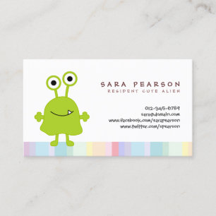 Funny Titre mignon GreenMonster Alien Carte Nom en