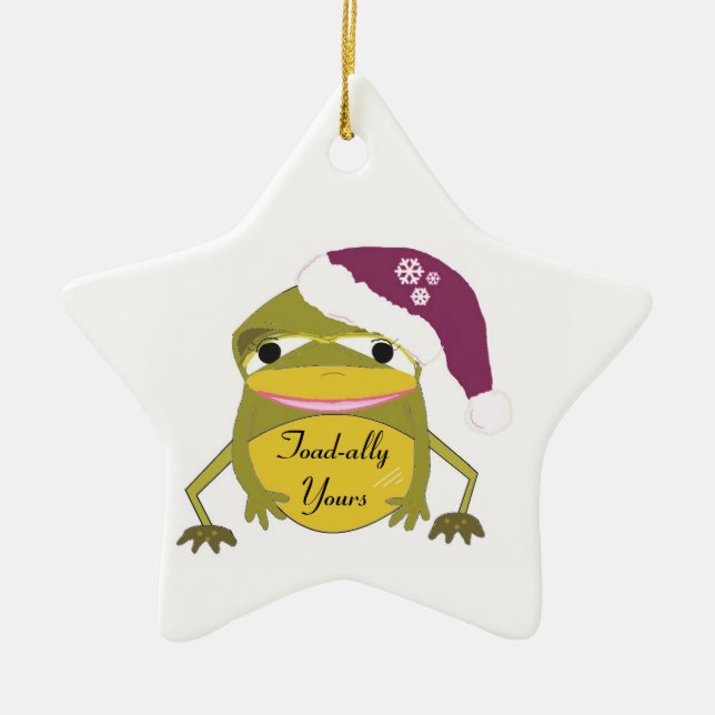Funny Toad in a Santa Hat Keramik Ornament (Vorne)