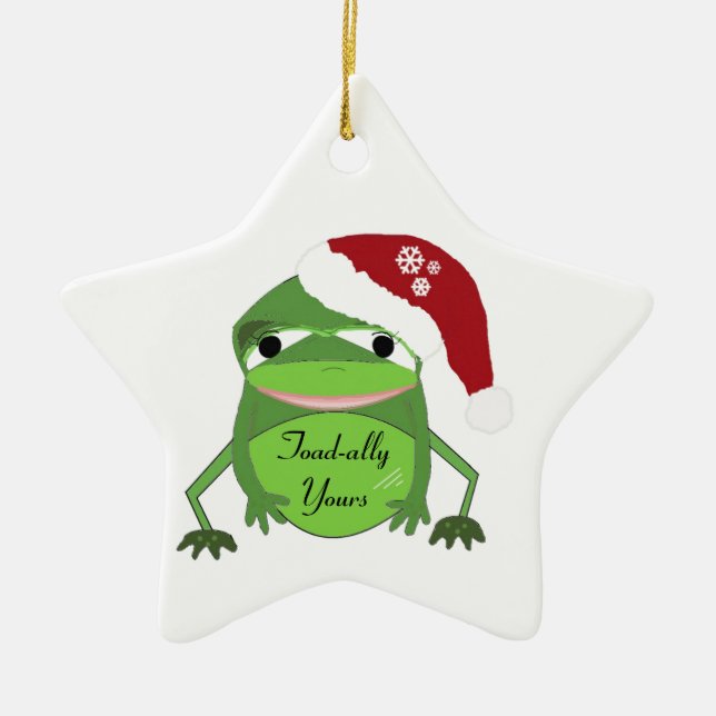 Funny Toad in a Santa Hat Keramikornament (Vorne)