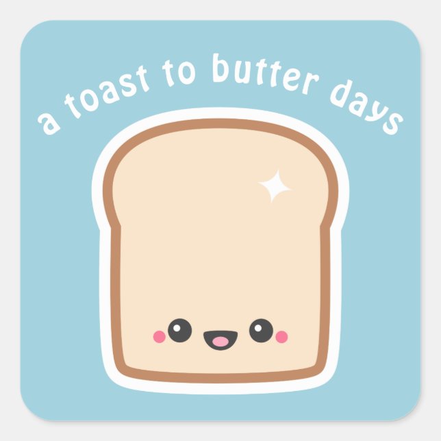 Funny Toast mit Happy Face Quadratischer Aufkleber (Vorderseite)