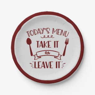 Funny Today's Menu Niedliches Zitat Burgundy Party Pappteller